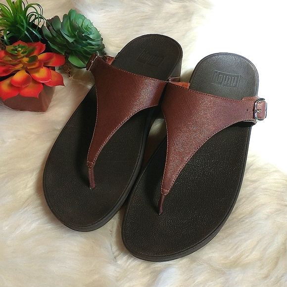 Fitflop "Lulu" Toe Post Sandals With Adjustable Buckle Sz 11 - Picture 2 of 11
